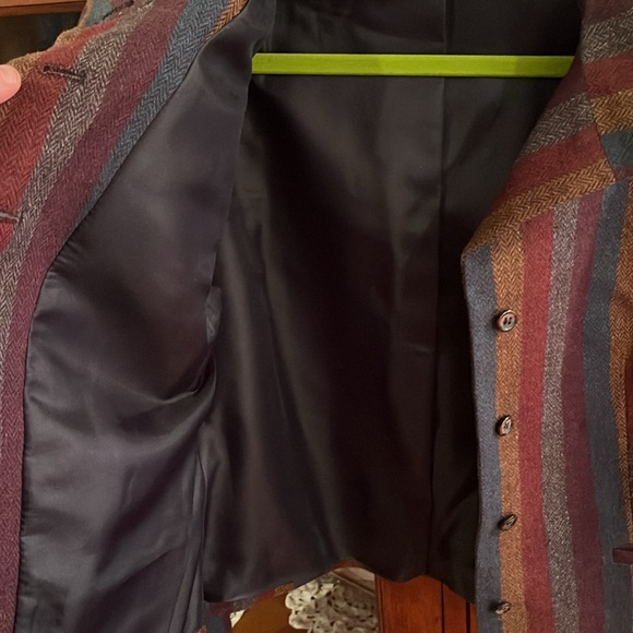 Swingles Vtg 70’s cropped blazer, wool. herringbone striped pattern - Picture 10 of 12